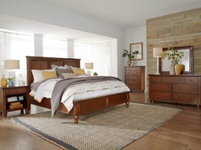 Modern bedroom furniture set with upholstered bed, mirrored wardrobe, and bedside tables – Victoria Homestore Kenya