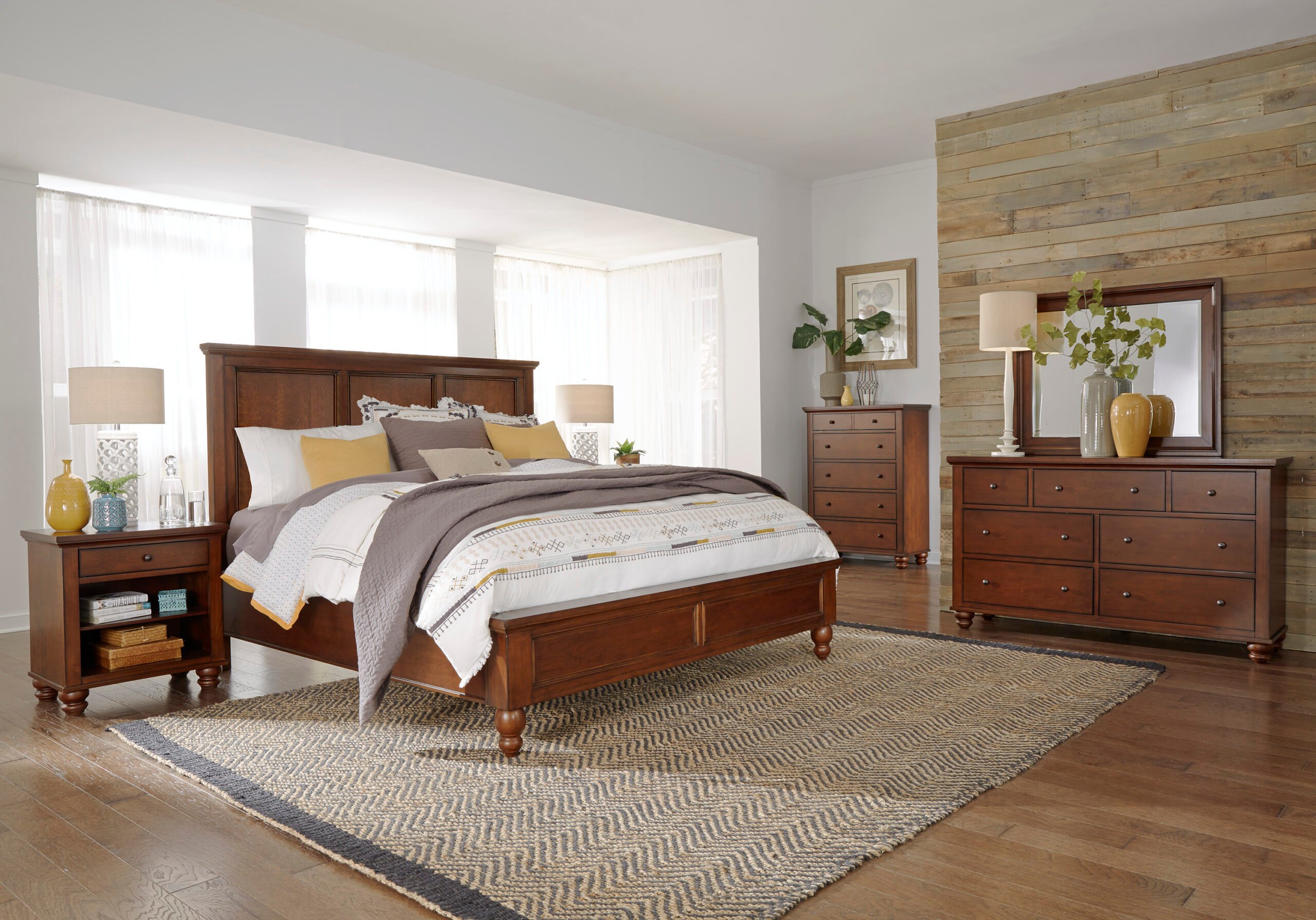 Modern bedroom furniture set with upholstered bed, mirrored wardrobe, and bedside tables – Victoria Homestore Kenya