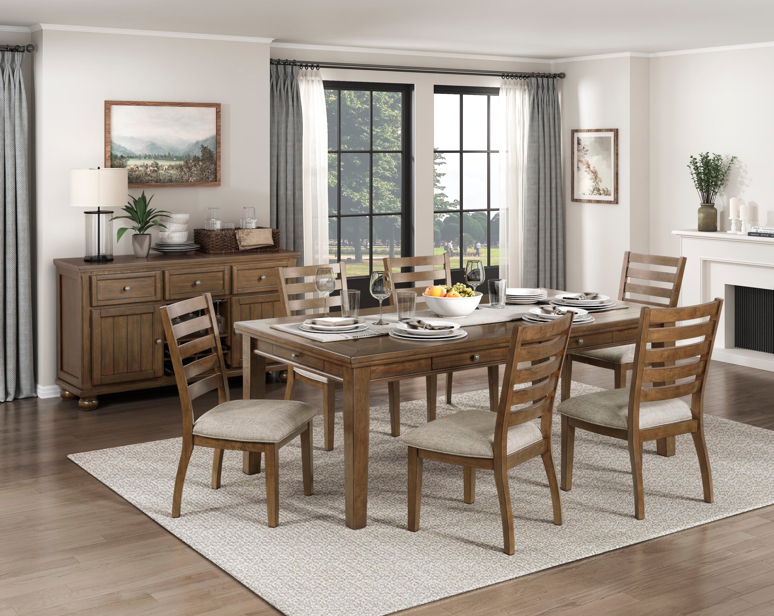 TIGARD-BROWN-scaled-1.jpg Tigard Dining Set for 8 - Brown - Image 1