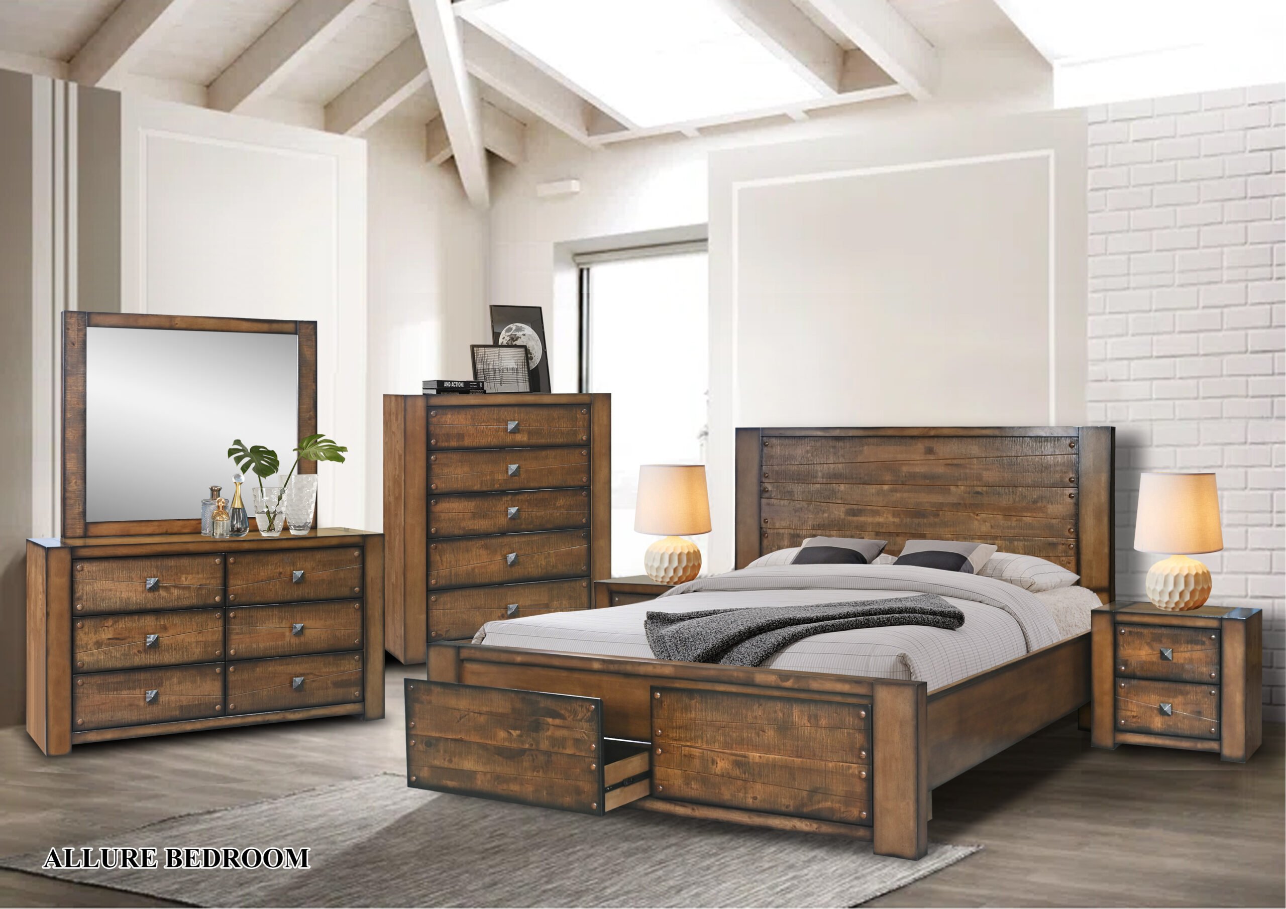 Allure bedroom- Allure Queen Bed + One Bed Side - Image 1