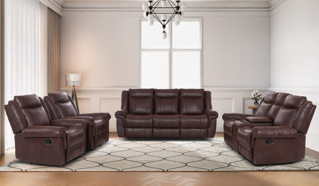 Premium leather sofa set in a modern living room – Victoria Homestore