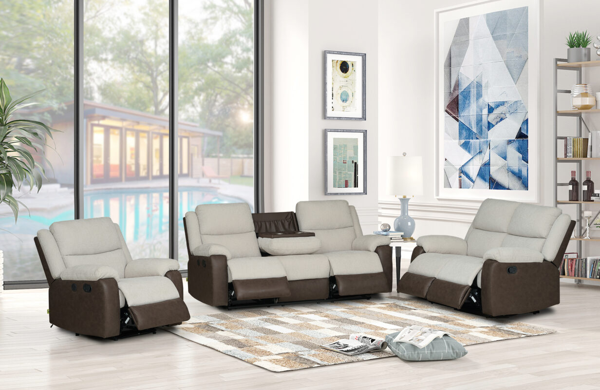 StoneLand 6 Seater Reclining Sofa Set – Manual Fabric Recliner – Victoria Homestore Kenya