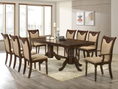 Fawnburg 8 Seater Wooden Dining Table with Fabric Chairs – Victoria Homestore Kenya