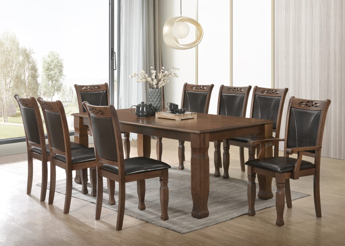 Havalance 8 Seater Rustic Wooden Dining Table with Matching Chairs – Victoria Homestore Kenya