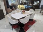Maldon 6 seater dining set with terrazzo glass top and cushioned chairs – Victoria Homestore Kenya