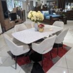 Maldon 6 seater dining set with terrazzo glass top and cushioned chairs – Victoria Homestore Kenya