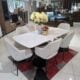 Maldon 6 seater dining set with terrazzo glass top and cushioned chairs – Victoria Homestore Kenya