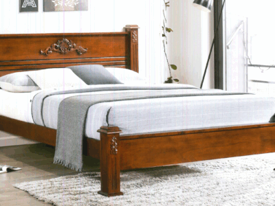 Shelburn Wooden King & Queen Size Bed with Headboard – Stylish Bedroom Furniture Kenya – Victoria Homestore