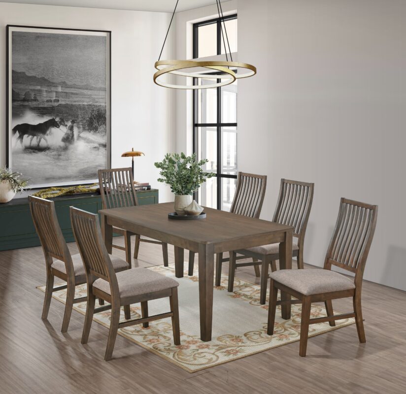 Valebeck 6 Seater Rustic Wooden Dining Table with Upholstered Chairs – Victoria Homestore Kenya