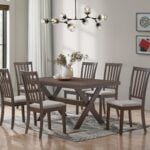 Valebrook 6 Seater Wooden Dining Table with Fabric Seat Chairs – Victoria Homestore Kenya