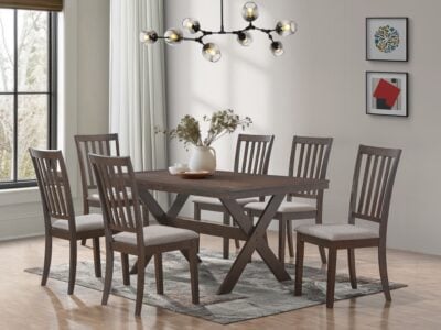 Valebrook 6 Seater Wooden Dining Table with Fabric Seat Chairs – Victoria Homestore Kenya