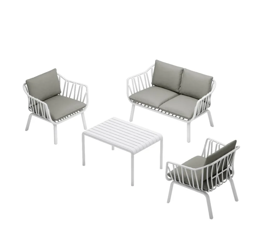 Glosco warm grey plastic outdoor lounge set with cushions – Victoria Homestore Kenya