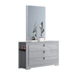 Hillcott Dresser with Mirror – 3 Drawer Upholstered Bedroom Dresser with Side Shelves – Victoria Homestore Kenya