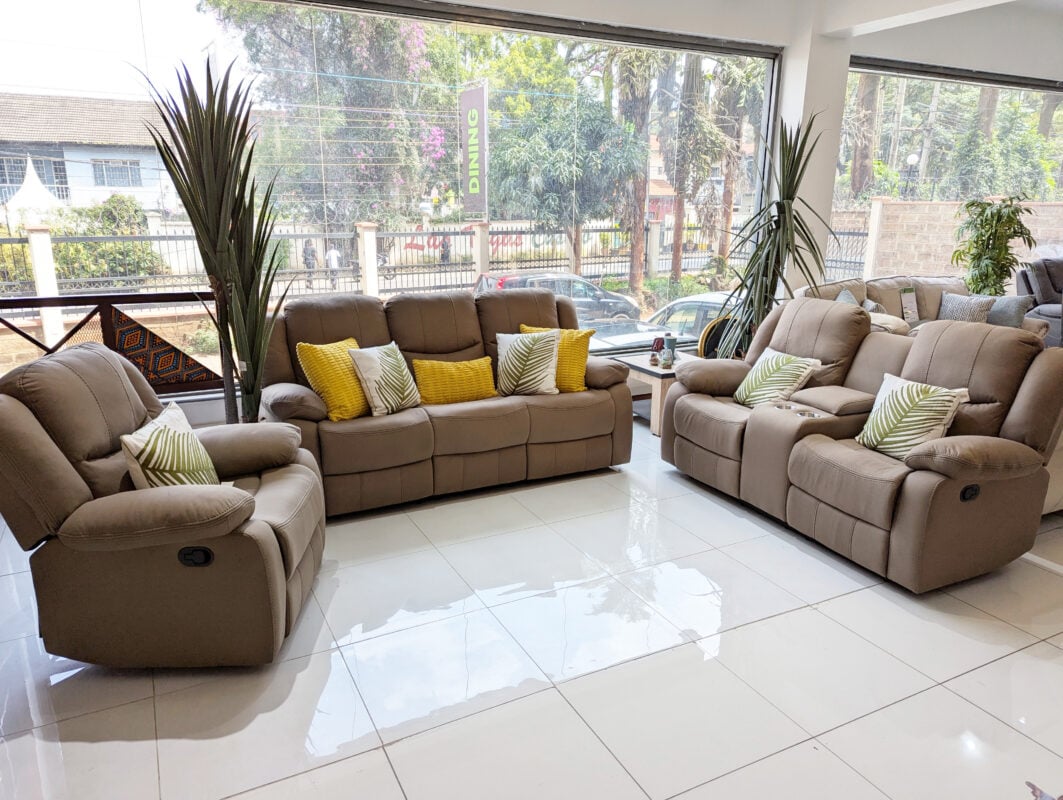 Neema 6 Seater Recliner Sofa Set – Manual Reclining Fabric Sofa – Victoria Homestore Kenya