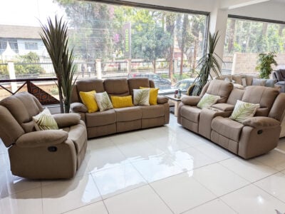Neema 6 Seater Recliner Sofa Set – Manual Reclining Fabric Sofa – Victoria Homestore Kenya