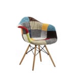 Rashee multicolour patchwork fabric breakout chair with wooden legs – Victoria Homestore Kenya