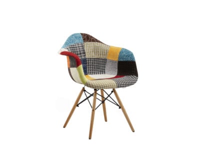 Rashee multicolour patchwork fabric breakout chair with wooden legs – Victoria Homestore Kenya