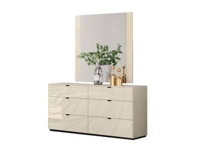 Rencott Wooden Dresser with Mirror – 3 Drawers and Side Shelves – Victoria Homestore Kenya