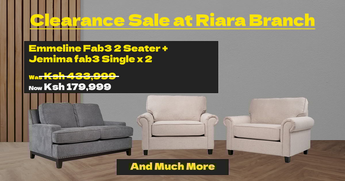 Clearance sale sofas and recliners at Victoria Homestore Riara Road branch Nairobi