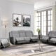 Opale 6 Seater Grey Recliner Sofa with cup holders and storage console