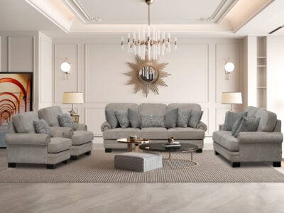 Laylabrook 6-Seater Sofa in Light Gray Fabric Upholstery