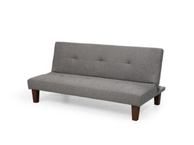 Cariton grey sofa bed with tufted design and wooden legs – modern convertible sofa bed in Kenya from Victoria Homestore