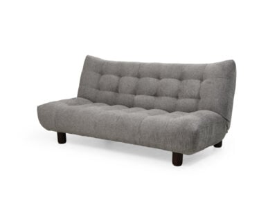 freedan grey sofa bed with tufted cushioning and round wooden legs – modern convertible sofa bed in Kenya from Victoria Homestore