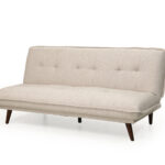 BRECKINGTON beige sofa bed with tufted design and wooden legs – modern convertible sofa bed in Kenya from Victoria Homestore