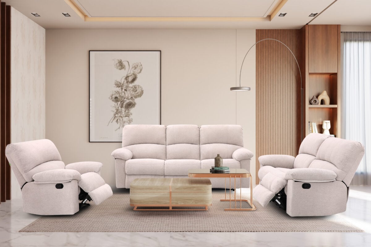 New Fabio 5 Seater Recliner Sofa Set in Light Gray – Modern Living Room Furniture Kenya