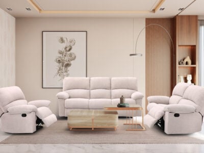 New Fabio 5 Seater Recliner Sofa Set in Light Gray – Modern Living Room Furniture Kenya