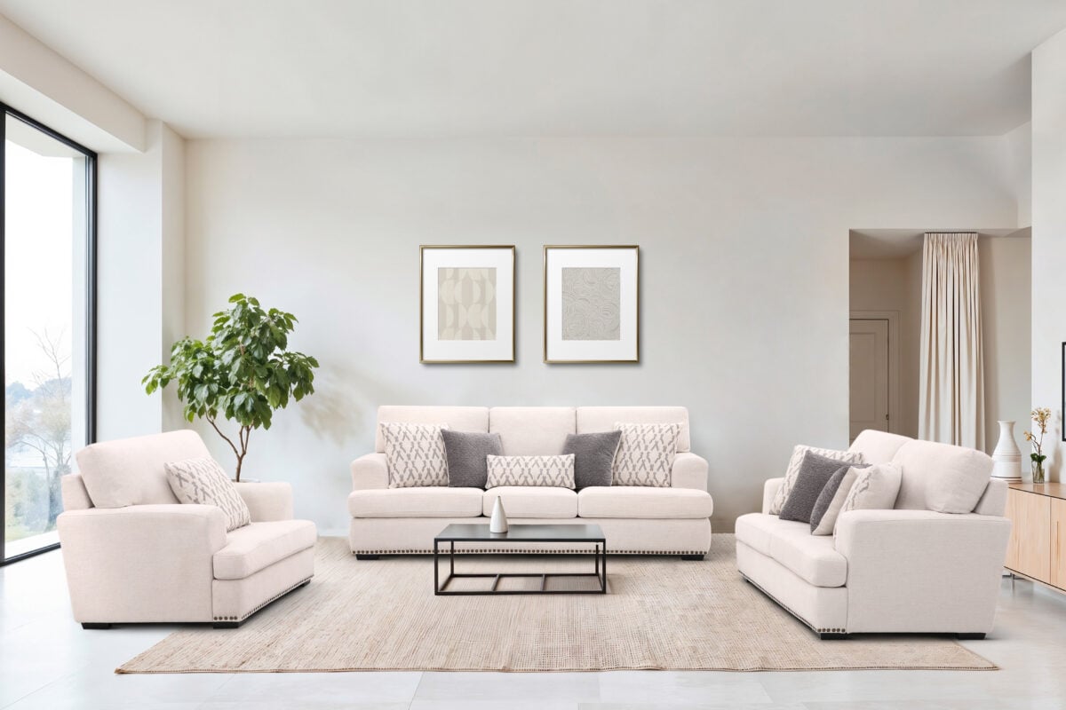 Rannis 6 Seater Sofa in Beige Color – Modern Sofa Set for Living Room Kenya