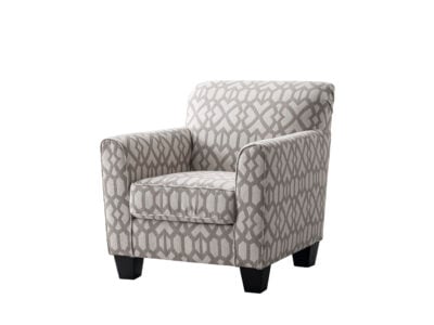 Galmore Accent Chair in Kenyan living room – modern upholstered armchair with wooden legs.