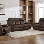 Edenfield 5-Seater Recliner Sofa Set (3+2) in leather-look finish – elegant recliner for modern Kenyan living rooms.
