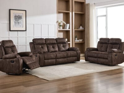 Edenfield 5-Seater Recliner Sofa Set (3+2) in leather-look finish – elegant recliner for modern Kenyan living rooms.