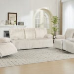 CorLiving Dark Grey 6 Seater Recliner Sofa Set in a contemporary living room, showing L-shaped configuration with extended recliners.