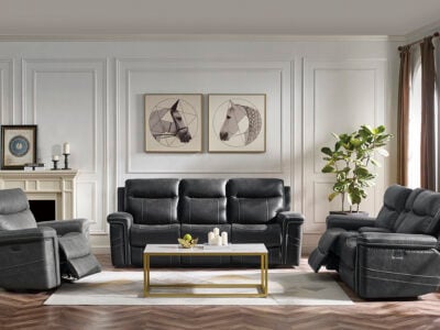 Graham 6 seater recliner sofa in dark grey designed for modern living room comfort