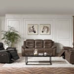 Wilber 6 seater recliner sofa in taupe designed for modern living room comfort