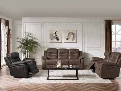 Wilber 6 seater recliner sofa in taupe designed for modern living room comfort