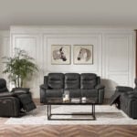 Andrea 6 seater recliner sofa in grey for modern living room comfort