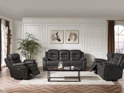 Andrea 6 seater recliner sofa in grey for modern living room comfort