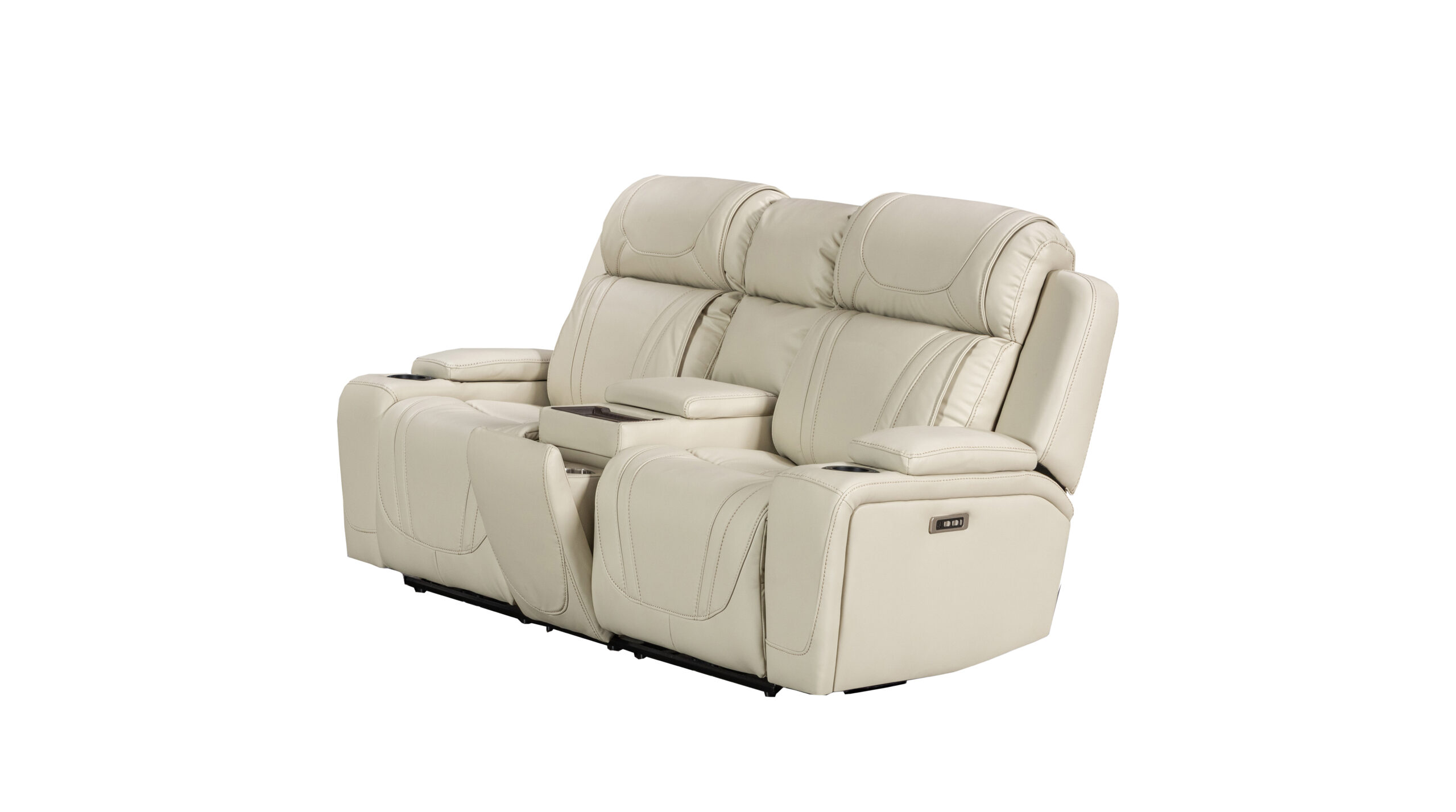 MOSSWELL2 Mosswell two seater leather recliner with powered recline, motion headrest, speakers, and wireless charging