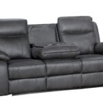 Piperton three seater recliner sofa with center console and cushioned seating