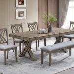 Light oak 6 seater dining table with bench – Loratti extendable dining set Kenya