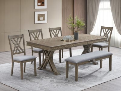 Light oak 6 seater dining table with bench – Loratti extendable dining set Kenya