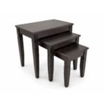 Premium espresso wooden nesting stools set with stackable space-saving design