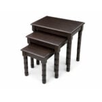 Classic dark walnut wooden nesting stools set with stacked design for space-saving use