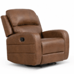 Aura brown single recliner chair with padded armrests and smooth reclining function