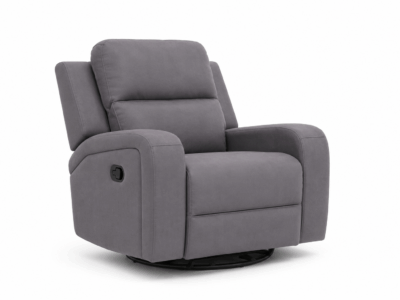 Monarch grey fabric single recliner chair with padded armrests, cushioned headrest, and reclining function