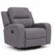 Monarch grey fabric single recliner chair with padded armrests, cushioned headrest, and reclining function