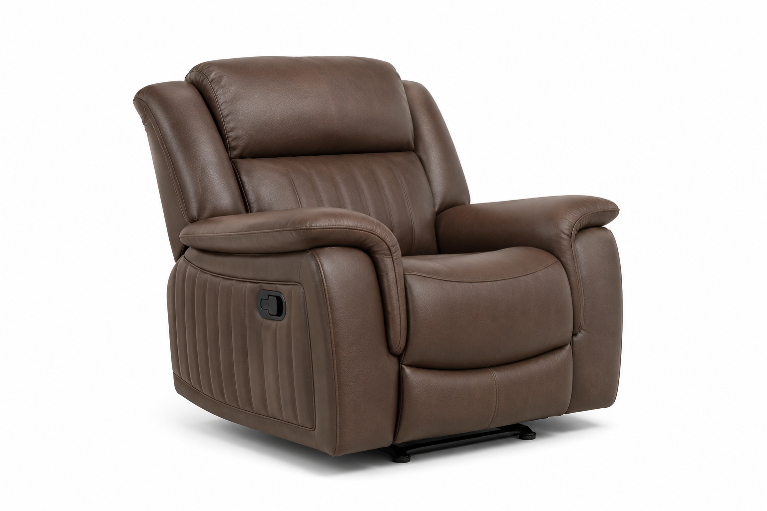infinity-1 Infinity single recliner chair in brown fabric upholstery with padded armrests and high-back support